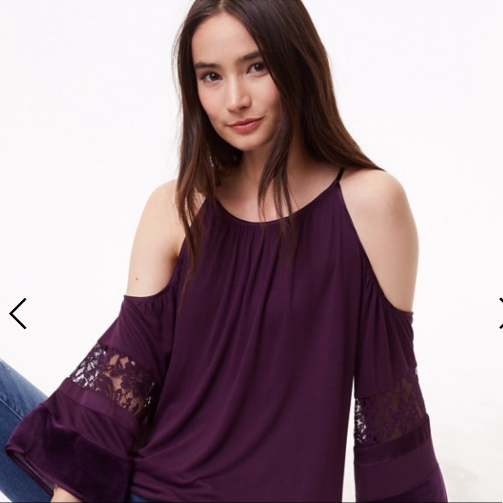 LOFT Lace velvet bell sleeve